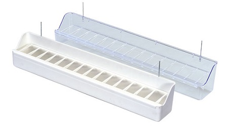15 Inch Acrylic Trough Feeder - art 100 & art 101 - 2GR - Clear or White Plastic - Cage Accessory - Finch and Canary Supplies