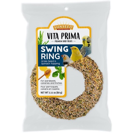 Sunseed Vita Prima Swing Ring Grass Seed & Spinach toy and treat in one - Lady gouldian finch supplies - Treat